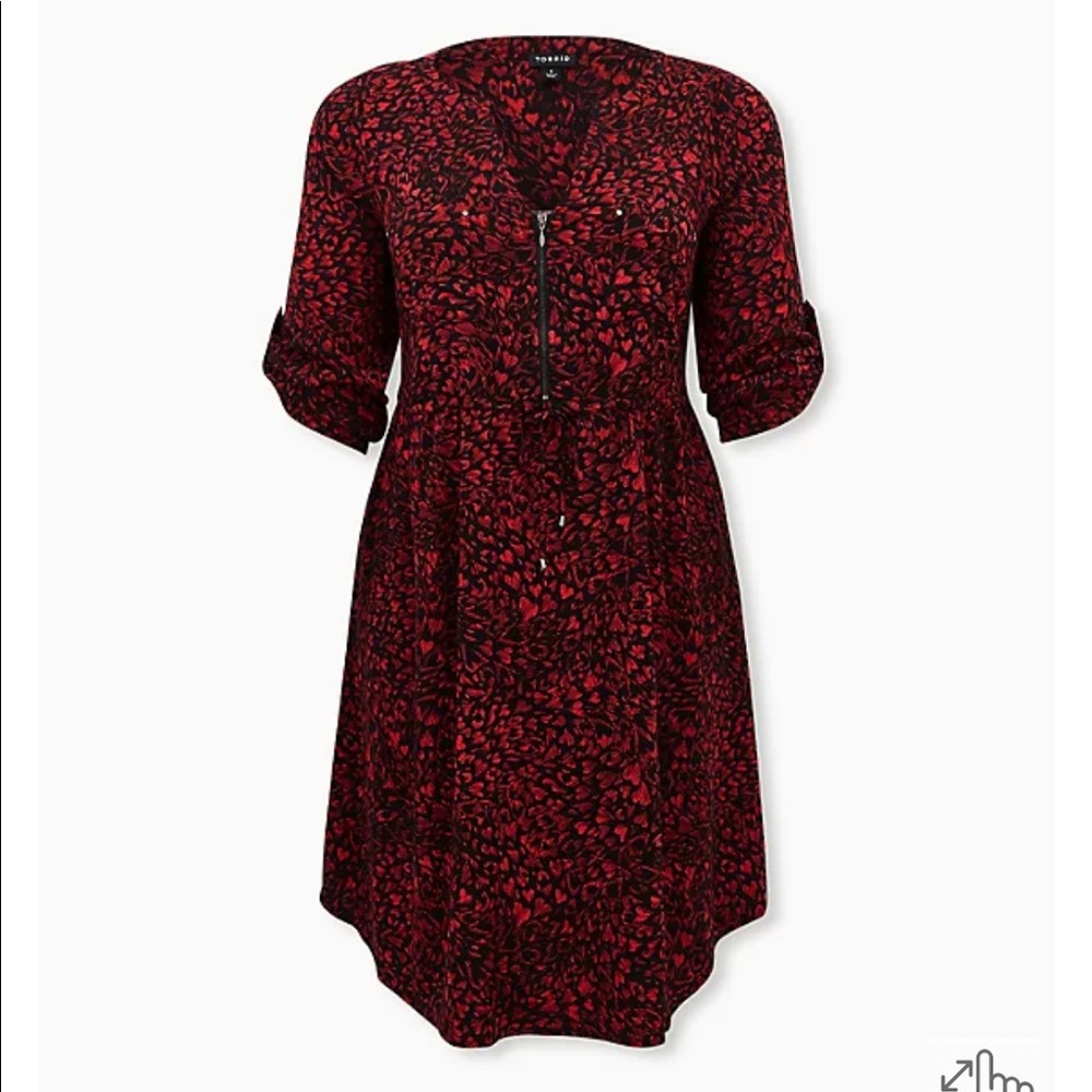 Torrid BLACK HEART CHALLIS ZIP FRONT SHIRTDRESS 2X 18/20 used